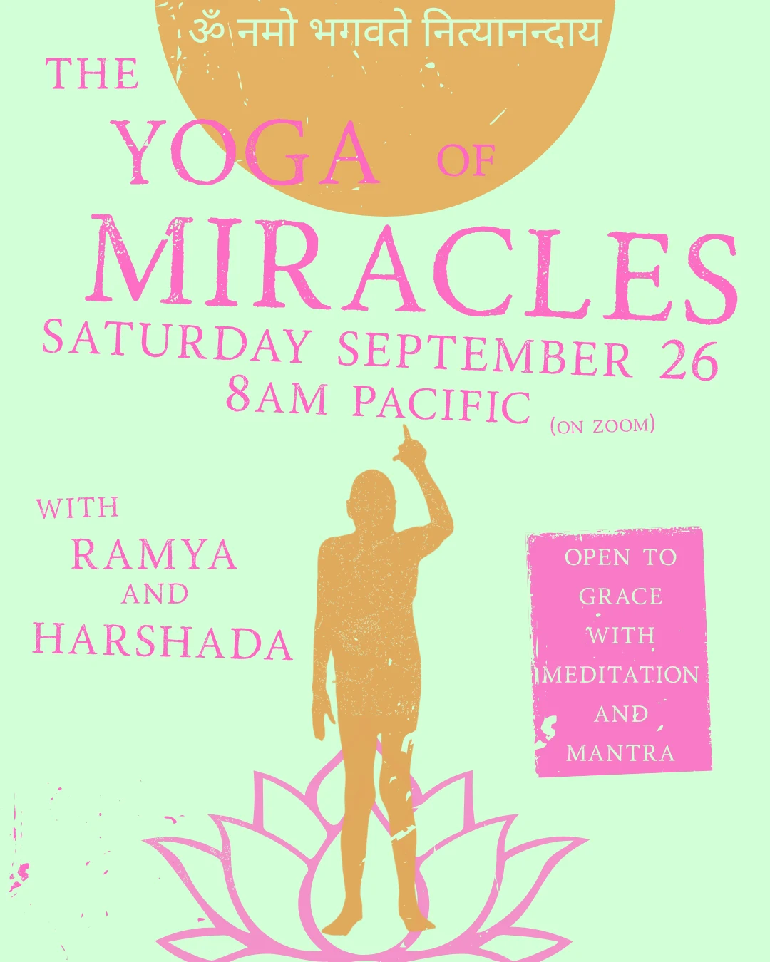 The Yoga of Miracles flyer with Ramya and Harshada